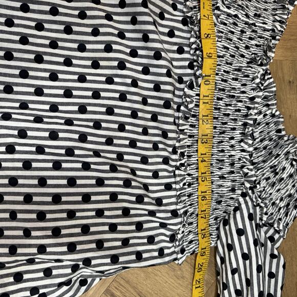 Anna October Smocked Off Shoulder Top Blouse Polka Dot Long Sleeve Women Size S - Picture 7 of 8